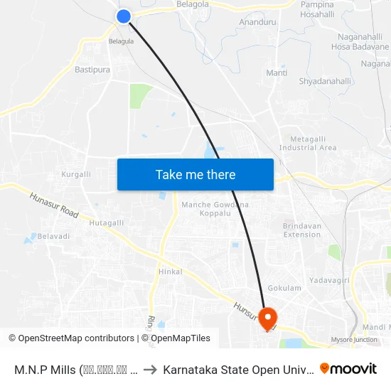 M.N.P Mills (ಎಂ.ಎನ್.ಪಿ ಮಿಲ್) to Karnataka State Open University map