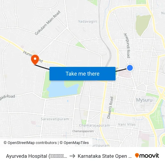Ayurveda Hospital (ಆಯರ್ವೇದ ಆಸ್ಪತ್ರೆ) to Karnataka State Open University map