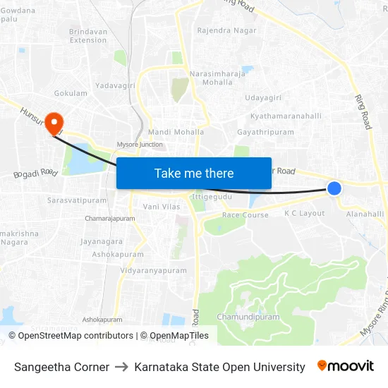 Sangeetha Corner to Karnataka State Open University map