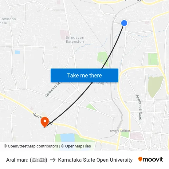 Aralimara (ಅರಳೀಮರ) to Karnataka State Open University map