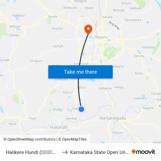 Halikere Hundi (ಹಳಿಕೆರೆ ಹುಂಡಿ) to Karnataka State Open University map