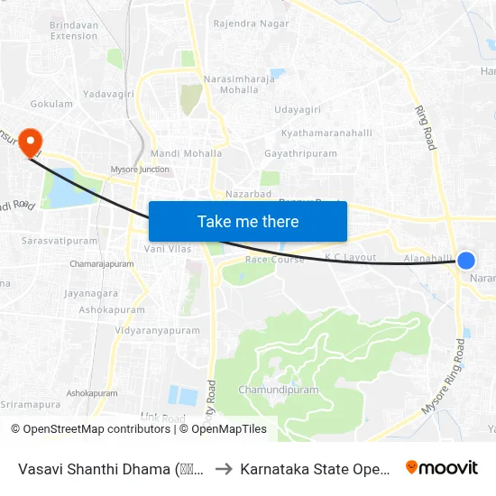 Vasavi Shanthi Dhama (ವಾಸವಿ ಶಾಂತಿ ಧಾಮ) to Karnataka State Open University map