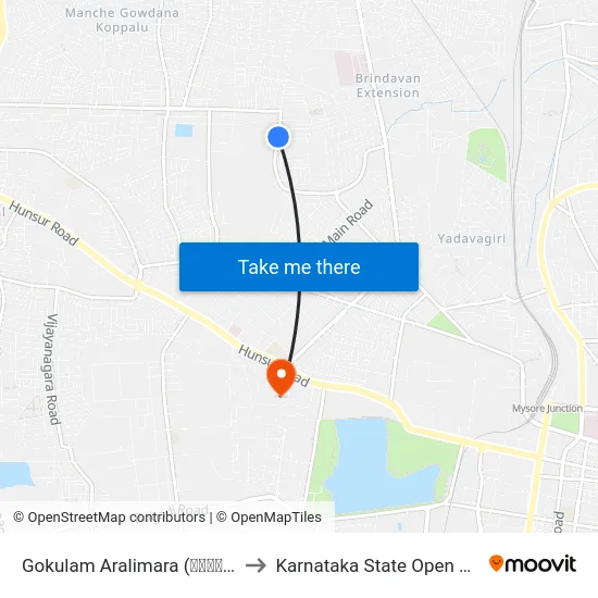 Gokulam Aralimara (ಗೋಕುಲಂ ಅರಳೀಮರ) to Karnataka State Open University map