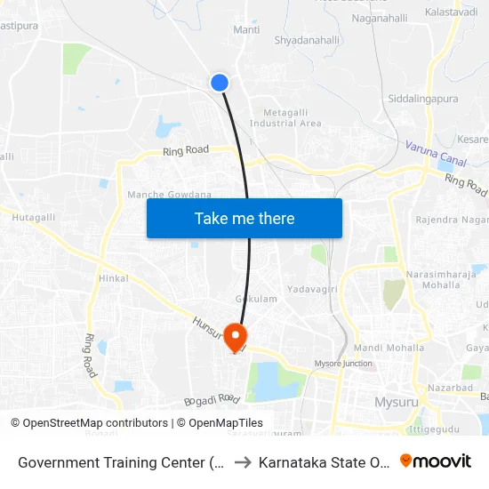 Government Training Center (ಸರ್ಕಾರಿ ತರಬೇತಿ ಕೇಂದ್ರ) to Karnataka State Open University map