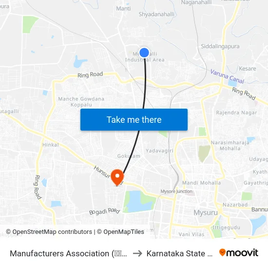 Manufacturers Association (ಮ್ಯಾನುಫಾಕ್ಚರರ‍್ಸ್ ಅಸೋಸಿಯೇಶನ್) to Karnataka State Open University map