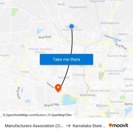 Manufacturers Association (ಮ್ಯಾನುಫಾಕ್ಚರರ‍್ಸ್ ಅಸೋಸಿಯೇಶನ್) to Karnataka State Open University map
