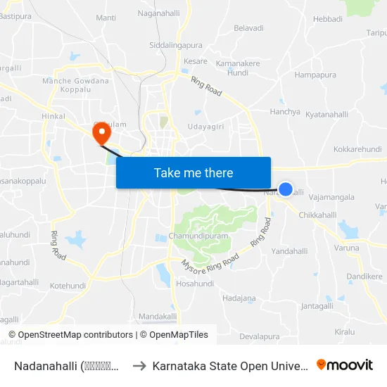 Nadanahalli (ನಾದನಹಳ್ಳಿ) to Karnataka State Open University map