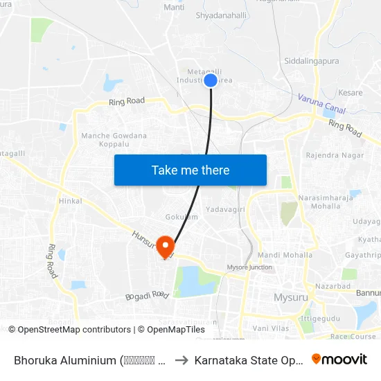 Bhoruka Aluminium (ಭೋರುಕಾ ಅಲುಮಿನಿಯಂ ಪ್ಲಾಂಟ್) to Karnataka State Open University map