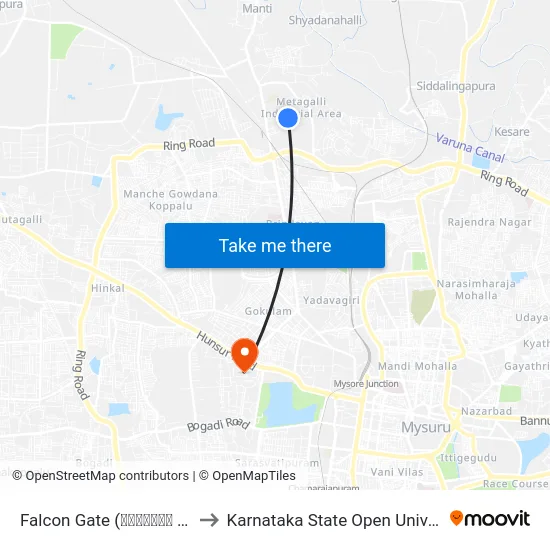 Falcon Gate (ಫಾಲ್ಕನ್ ಗೇಟ್) to Karnataka State Open University map