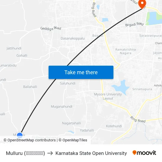 Mulluru (ಮುಳ್ಳೂರು) to Karnataka State Open University map