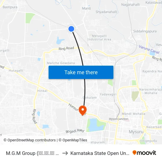 M.G.M Group (ಎಂ.ಜಿ.ಎಂ ಗ್ರೂಪ್) to Karnataka State Open University map