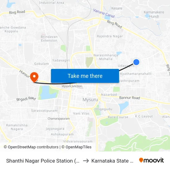 Shanthi Nagar Police Station (ಶಾಂತಿನಗರ ಪೋಲೀಸ್ ಸ್ಟೇಷನ್) to Karnataka State Open University map
