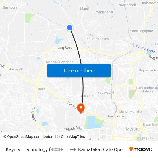 Kaynes Technology (ಕಾಯ್ನೆಸ್ ಟೆಕ್ನಾಲಜೀಸ್) to Karnataka State Open University map