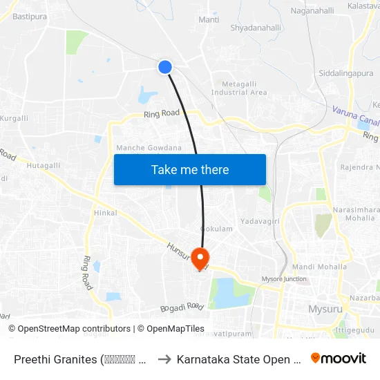 Preethi Granites (ಪ್ರೀತಿ ಗ್ರಾನೈಟ್ಸ್) to Karnataka State Open University map