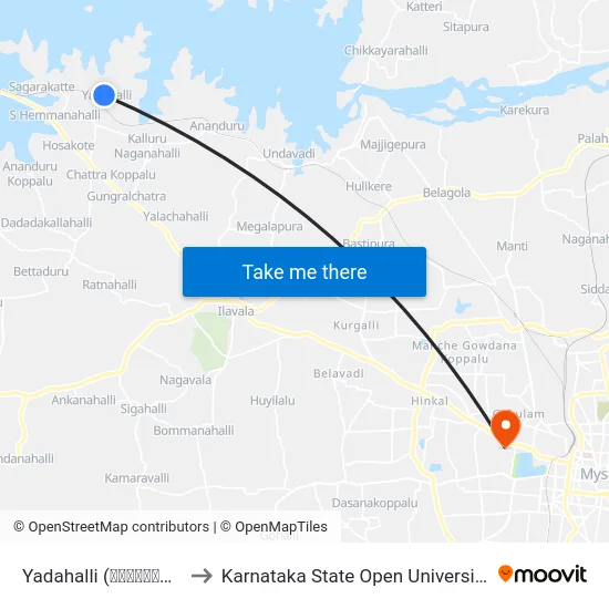 Yadahalli (ಯಾದಹಳ್ಳಿ) to Karnataka State Open University map
