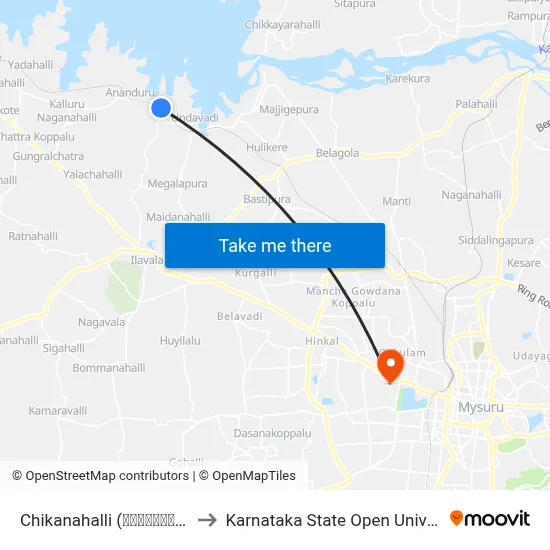 Chikanahalli (ಚಿಕ್ಕನಹಳ್ಳಿ) to Karnataka State Open University map