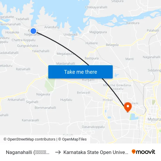Naganahalli (ನಾಗನಹಳ್ಳಿ) to Karnataka State Open University map