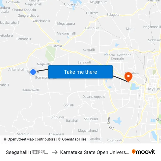 Seegahalli (ಸೀಗಹಳ್ಳಿ) to Karnataka State Open University map