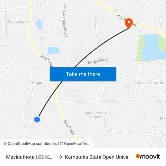 Mavinathota (ಮಾವಿನತೋಟ) to Karnataka State Open University map