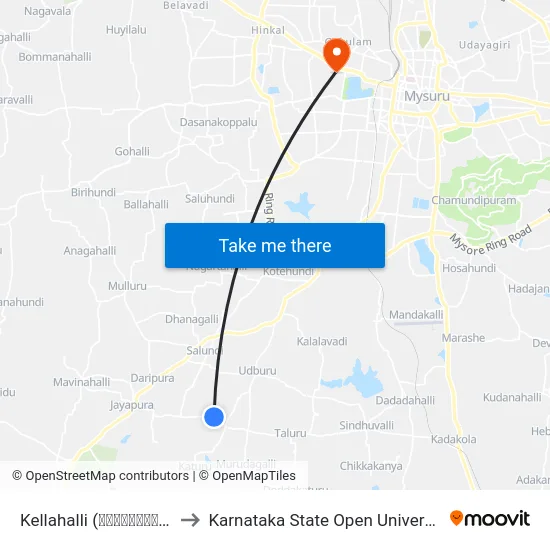 Kellahalli (ಕೆಲ್ಲಹಳ್ಳಿ) to Karnataka State Open University map