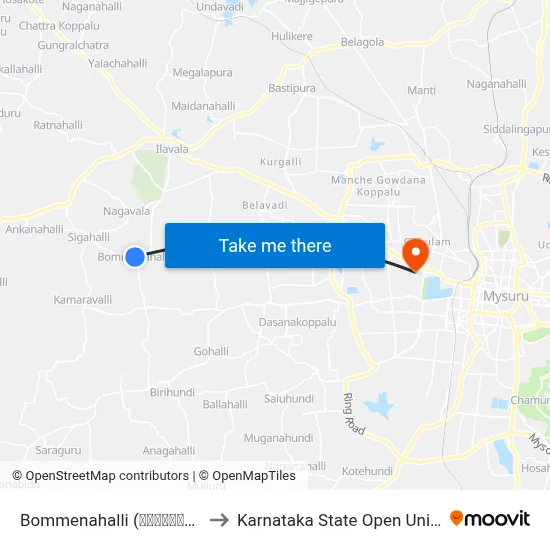 Bommenahalli (ಬೊಮ್ಮೇನಹಳ್ಳಿ) to Karnataka State Open University map