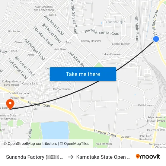 Sunanda Factory (ಸುನಂದ ಫ್ಯಾಕ್ಟರಿ) to Karnataka State Open University map