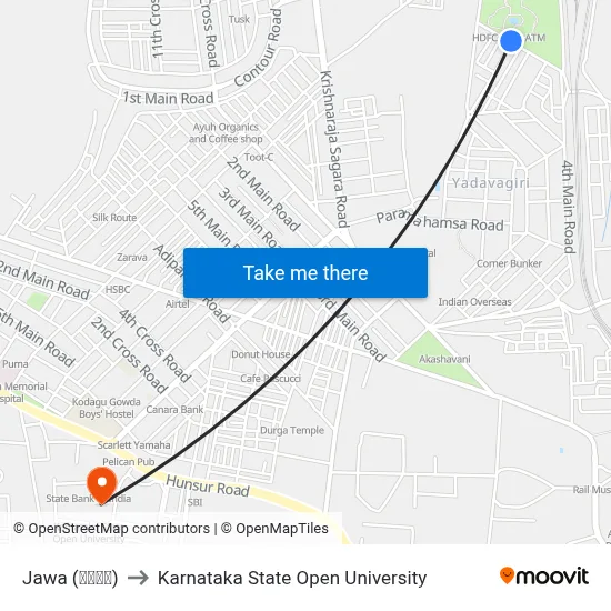 Jawa (ಜಾವಾ) to Karnataka State Open University map
