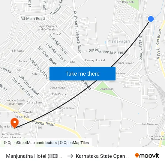 Manjunatha Hotel (ಮಂಜುನಾಥ ಹೋಟೆಲ್) to Karnataka State Open University map