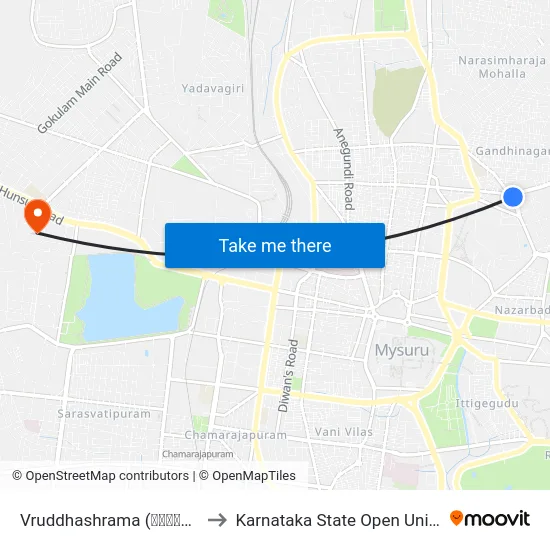 Vruddhashrama (ವೃದ್ಧಾಶ್ರಮ) to Karnataka State Open University map