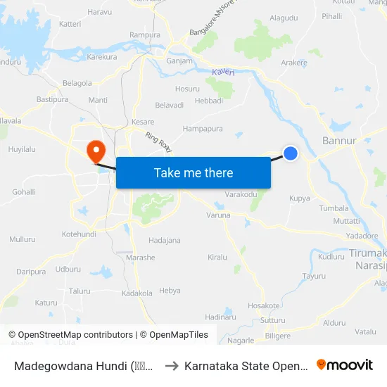 Madegowdana Hundi (ಮಾದೇಗೌಡನ ಹುಂಡಿ) to Karnataka State Open University map