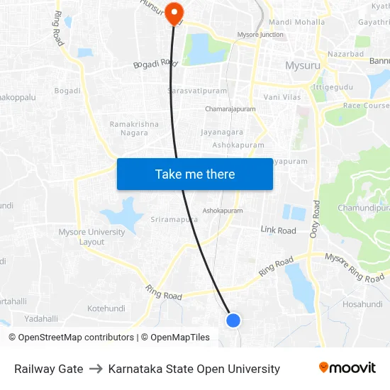 Railway Gate to Karnataka State Open University map