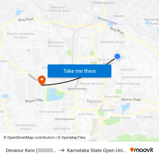 Devanur Kere (ದೇವನೂರು ಕೆರೆ) to Karnataka State Open University map