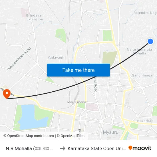 N.R Mohalla (ಎನ್.ಆರ್ ಮೊಹಲ್ಲಾ) to Karnataka State Open University map