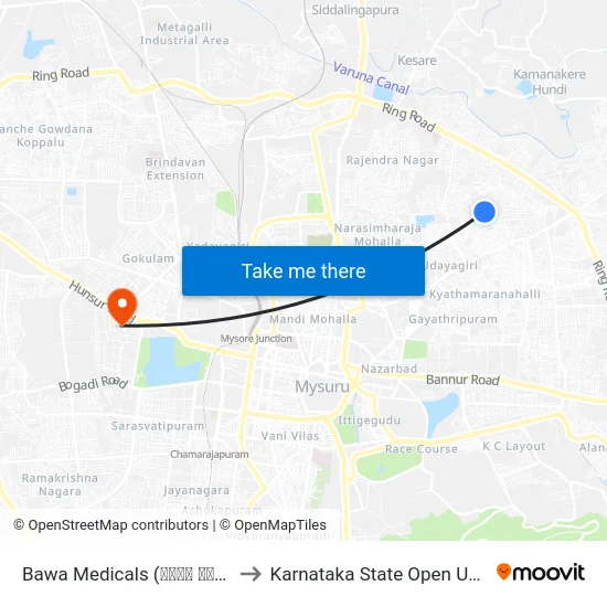 Bawa Medicals (ಬಾವಾ ಮೆಡಿಕಲ್ಸ್) to Karnataka State Open University map