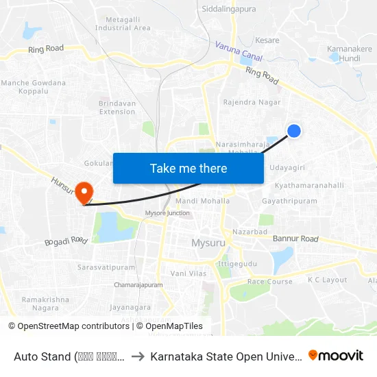 Auto Stand (ಆಟೋ ನಿಲ್ದಾಣ) to Karnataka State Open University map