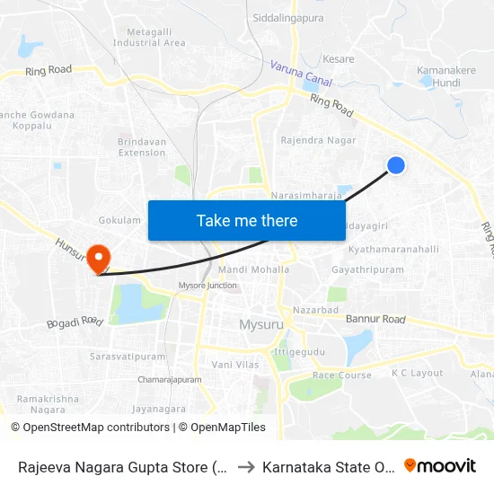 Rajeeva Nagara Gupta Store (ರಾಜೀವ ನಗರ ಗುಪ್ತ ಸ್ಟೋರ್) to Karnataka State Open University map
