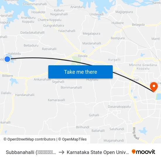 Subbanahalli (ಸುಬ್ಬನಹಳ್ಳಿ) to Karnataka State Open University map