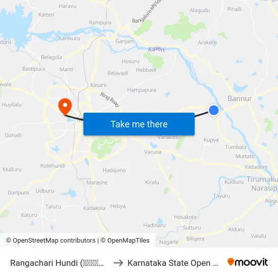 Rangachari Hundi (ರಂಗಾಚಾರಿ ಹುಂಡಿ) to Karnataka State Open University map
