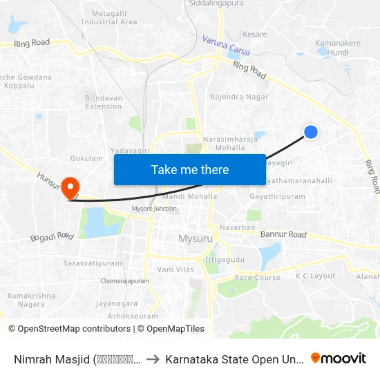 Nimrah Masjid (ನಿಮ್ರಾಹ ಮಸೀದಿ) to Karnataka State Open University map