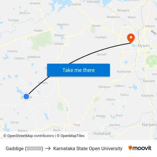 Gaddige (ಗದ್ದಿಗೆ) to Karnataka State Open University map