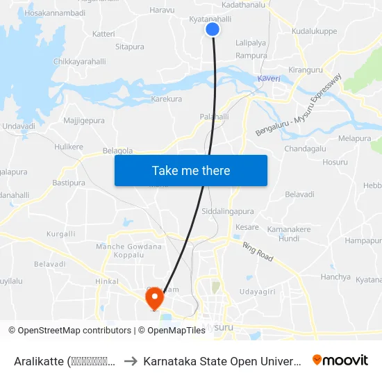 Aralikatte (ಅರಳೀಕಟ್ಟೆ) to Karnataka State Open University map