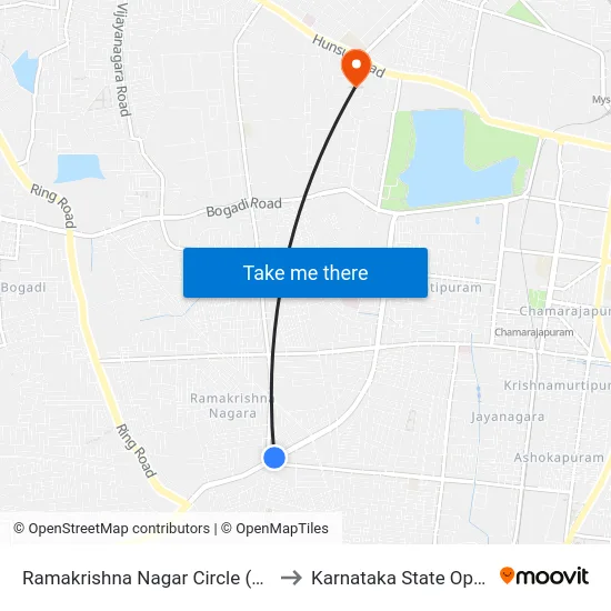 Ramakrishna Nagar Circle (ರಾಮಕೃಷ್ಣನಗರ ವೃತ್ತ) to Karnataka State Open University map