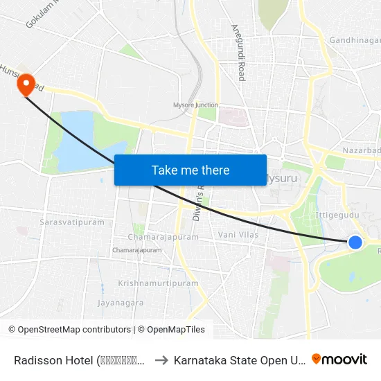 Radisson Hotel (ರ‍್ಯಾಡಿಸನ್ ಹೋಟೆಲ್) to Karnataka State Open University map