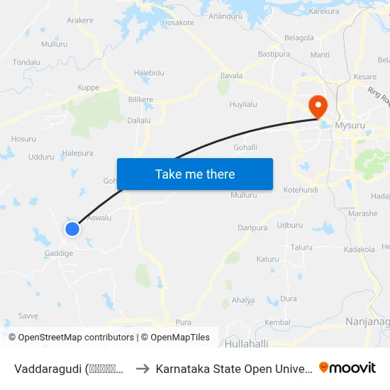 Vaddaragudi (ವಡ್ಡರಗುಡಿ) to Karnataka State Open University map