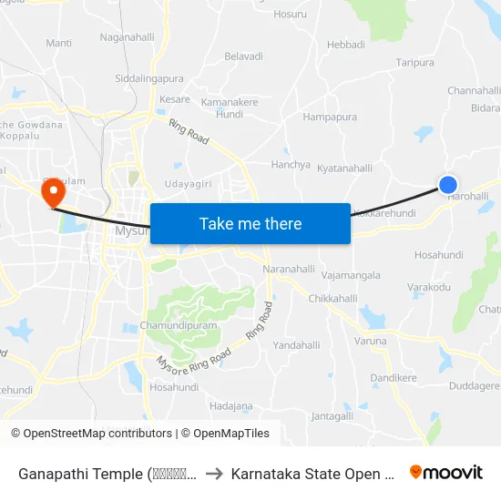 Ganapathi Temple (ಗಣಪತಿ ದೇವಸ್ಥಾನ) to Karnataka State Open University map