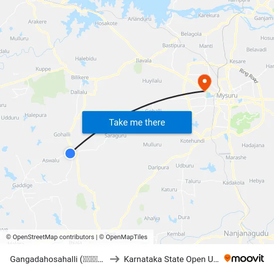 Gangadahosahalli (ಗಂಗದಹೊಸಹಳ್ಳಿ) to Karnataka State Open University map
