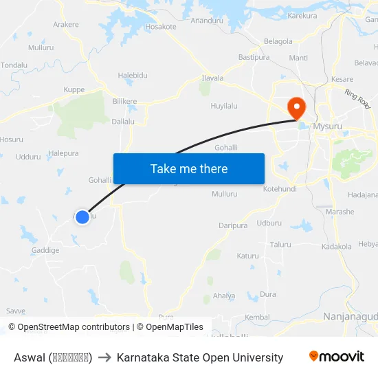 Aswal (ಅಸ್ವಾಲ್) to Karnataka State Open University map