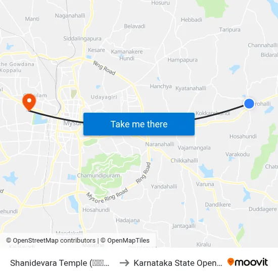Shanidevara Temple (ಶನಿದೇವರ ದೇವಸ್ಥಾನ) to Karnataka State Open University map