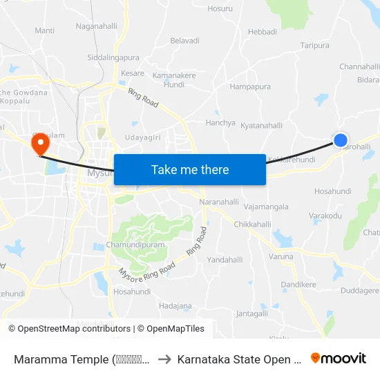 Maramma Temple (ಮಾರಮ್ಮ ದೇವಸ್ಥಾನ) to Karnataka State Open University map