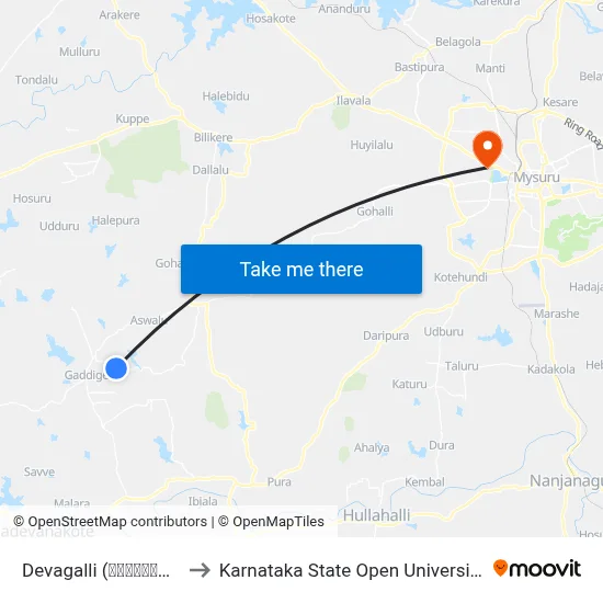 Devagalli (ದೇವಗಳ್ಳಿ) to Karnataka State Open University map